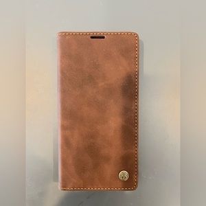 iPhone 13 leather wallet case with magnetic closure